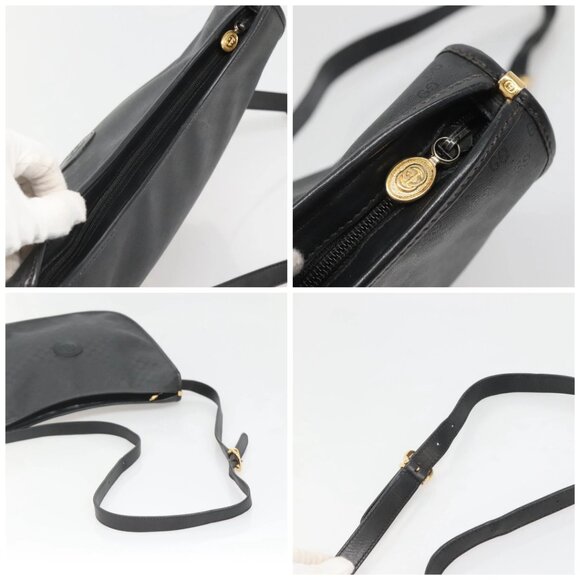 GUCCI Micro GG Supreme Shoulder Bag PVC Black Gold Auth MX332 - Picture 16 of 16